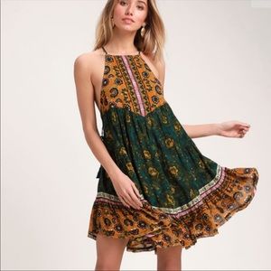 Free People Casablanca slip in Teal Waves Combo